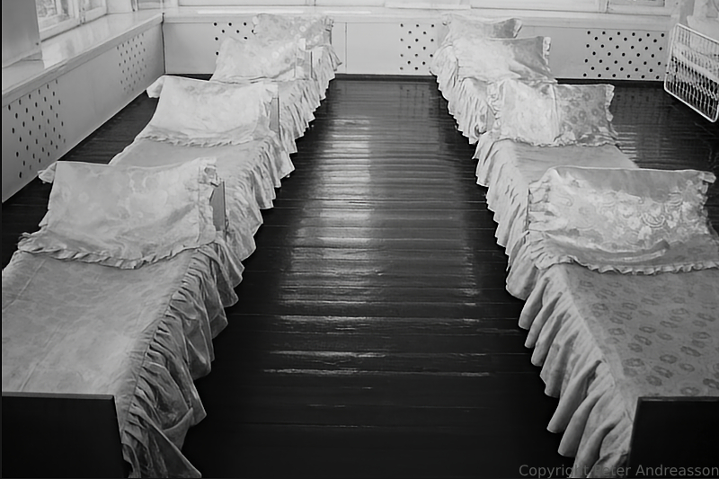 Dormitory in an orphanage in rural Belarus..